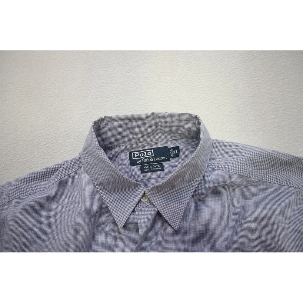 Polo Ralph Lauren Button Down Men XL Blue Plaid Marlowe Cotton Long Sleeve